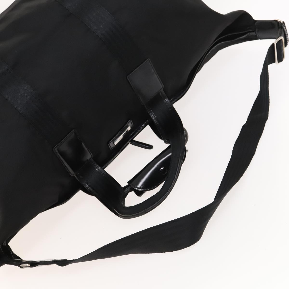 GUCCI Boston Bag Nylon 2way Black Silver 012 1046 3249 Auth SW811