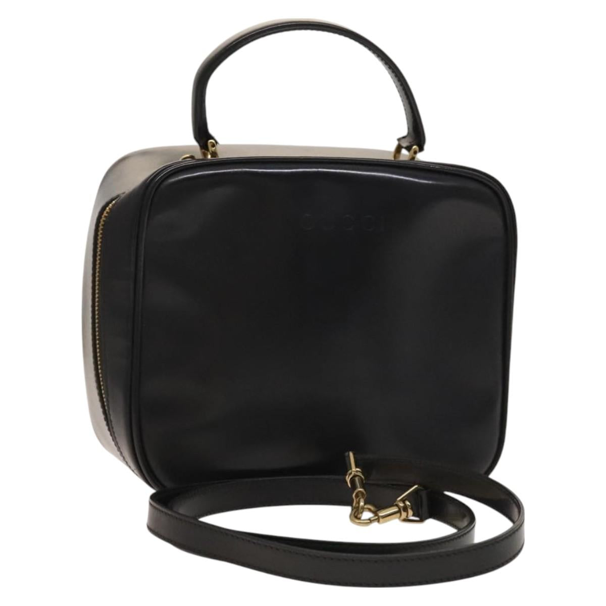 GUCCI Bamboo Bag Patent leather 2way Gold Dark Gray 000 3270 0323 Auth SW812