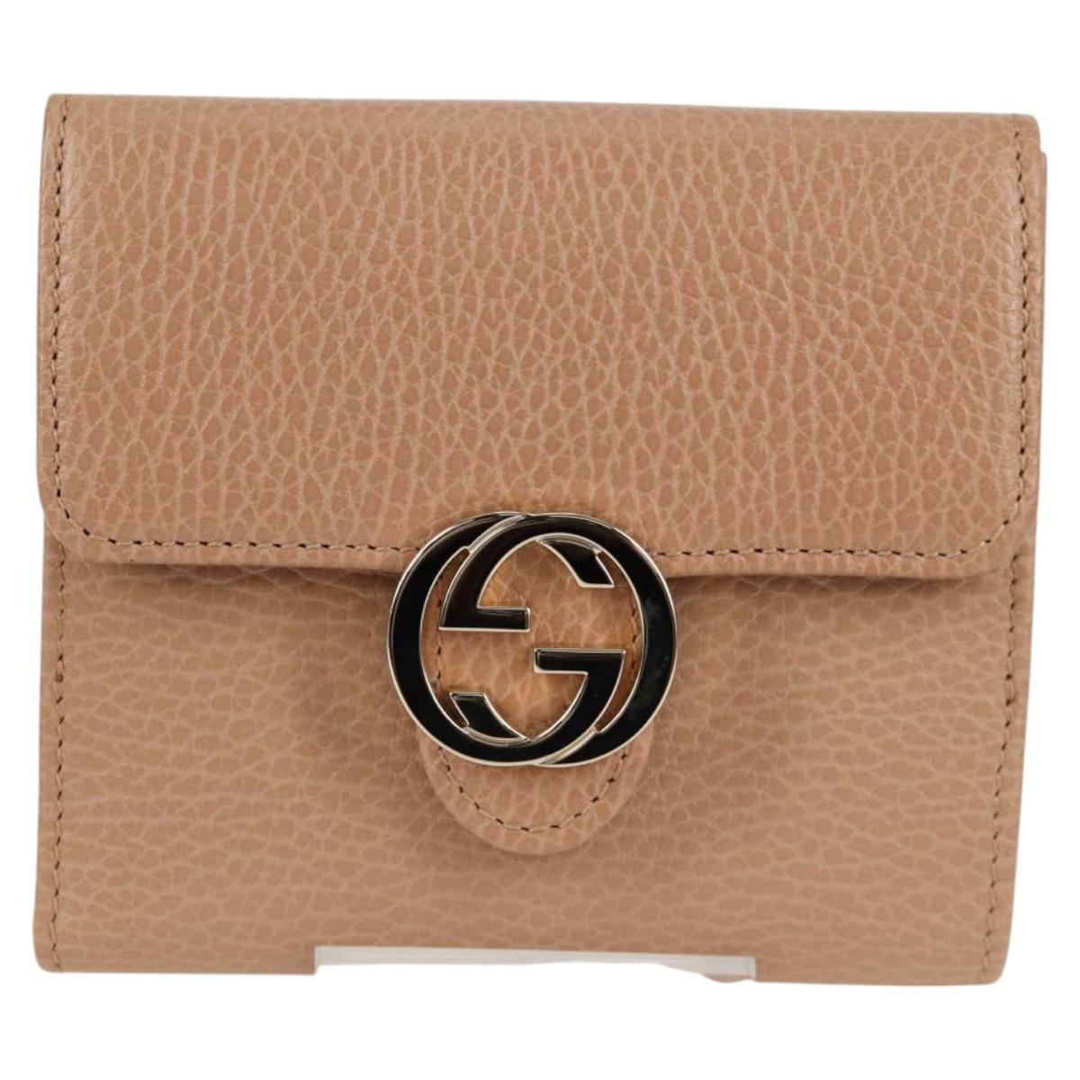 GUCCI Interlocking Wallet Leather Outlet Pink Beige 615525 Auth SW815M