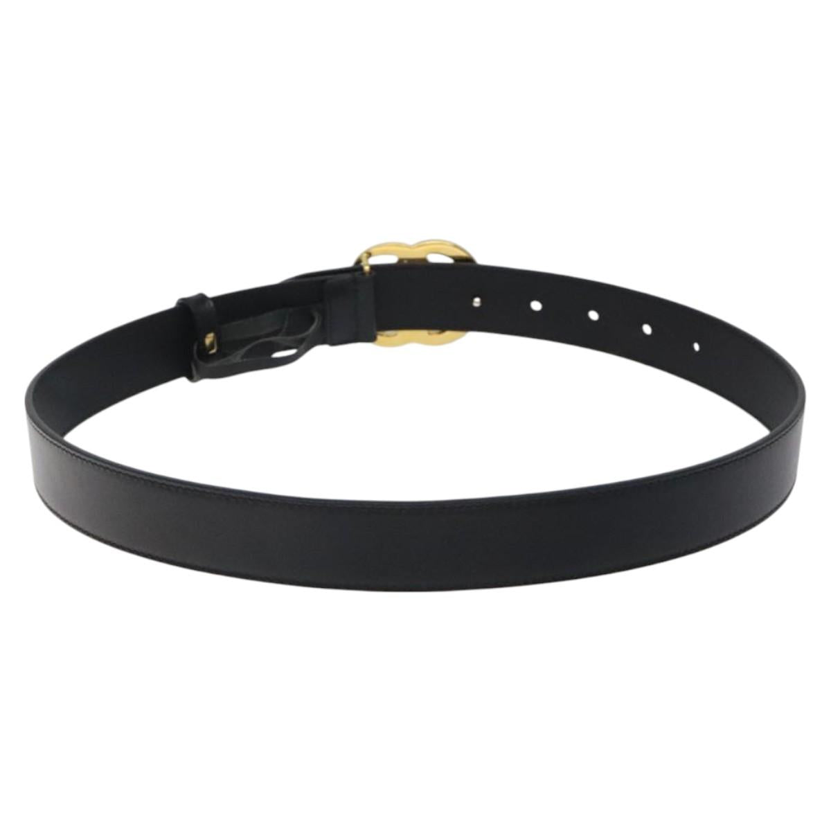 GUCCI GG Marmont Belt Leather 33.5"" Black Gold 414516 Auth SW816
