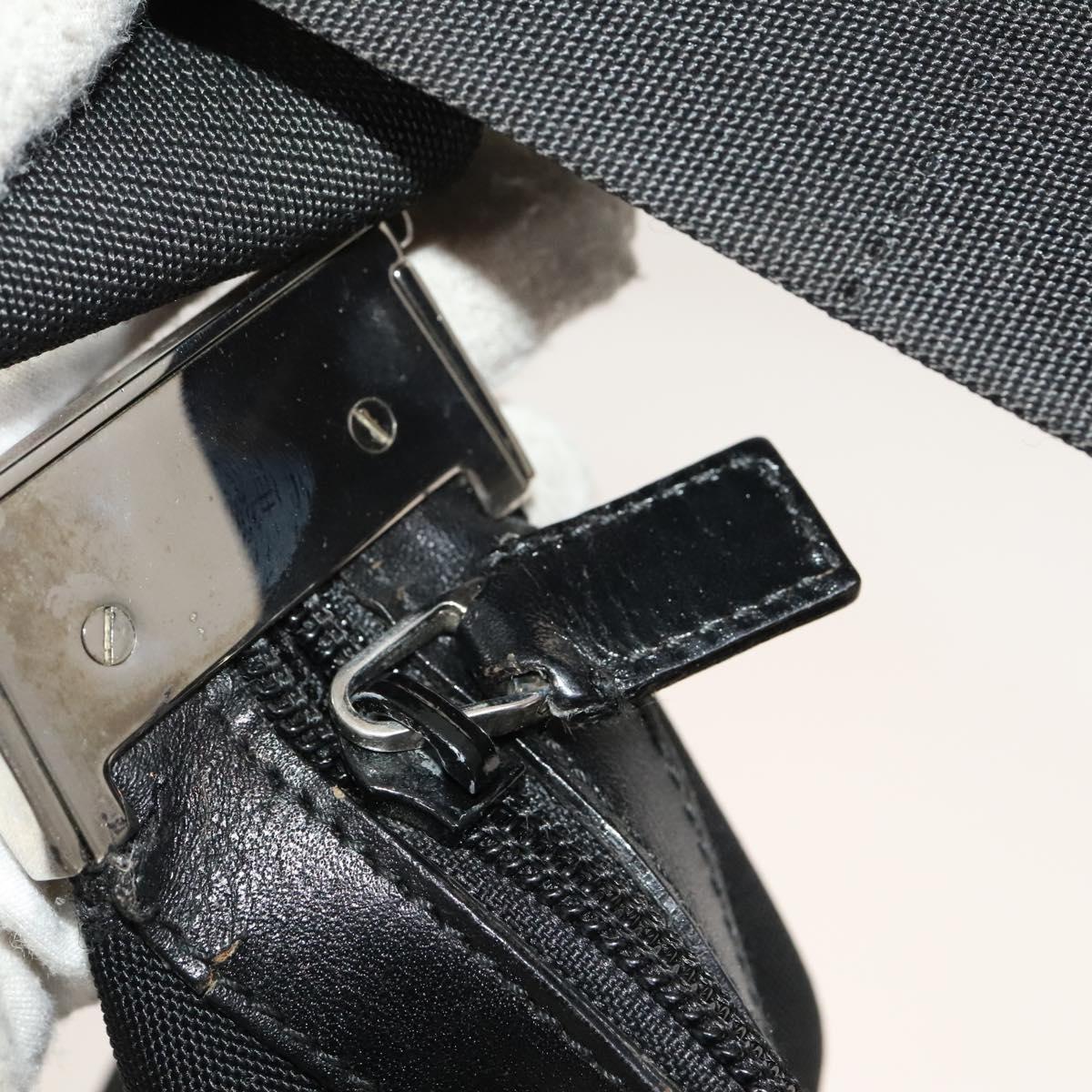GUCCI Shoulder Bag Canvas Black Silver Auth SW823