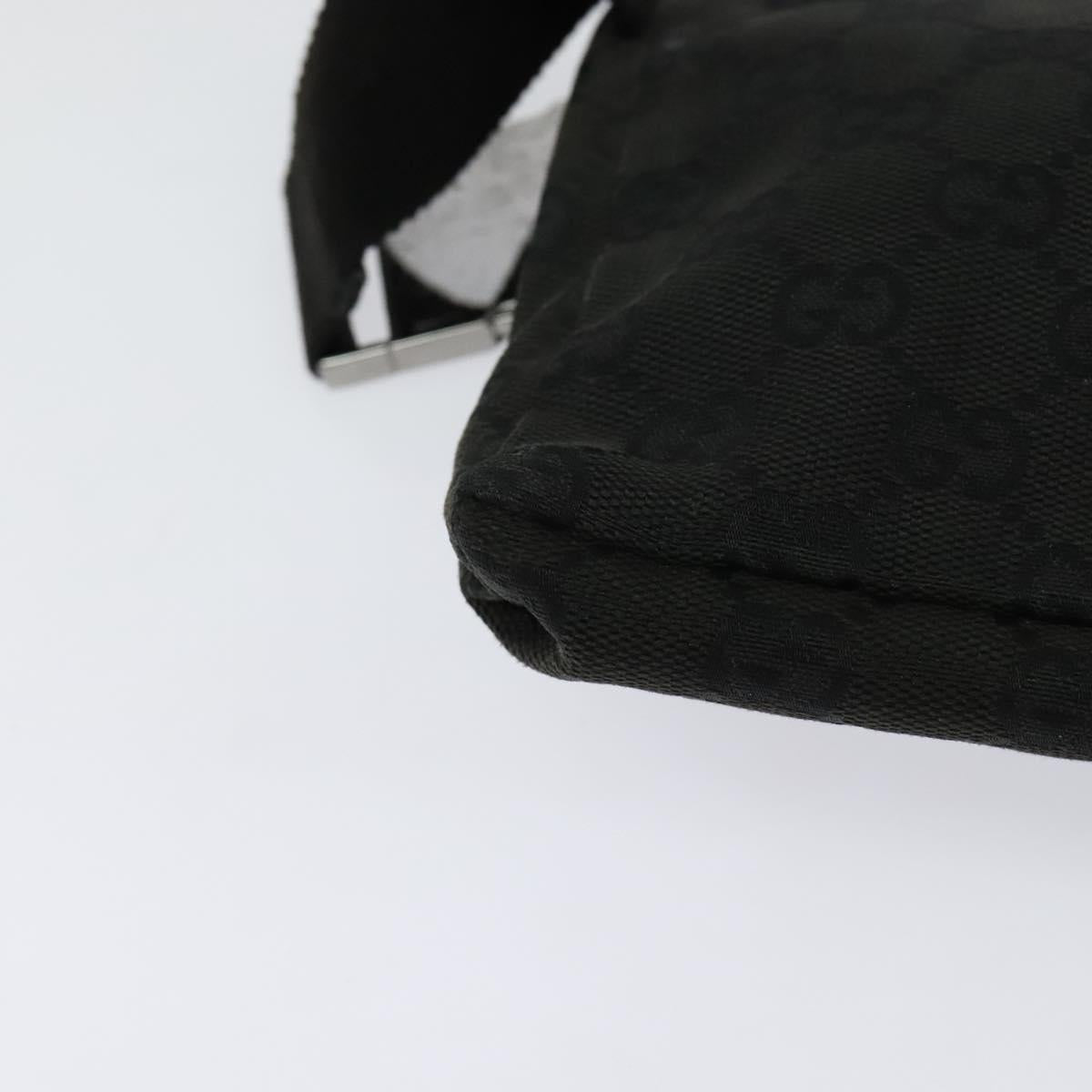GUCCI GG Canvas Waist bag Black Silver 28566 Auth SW826