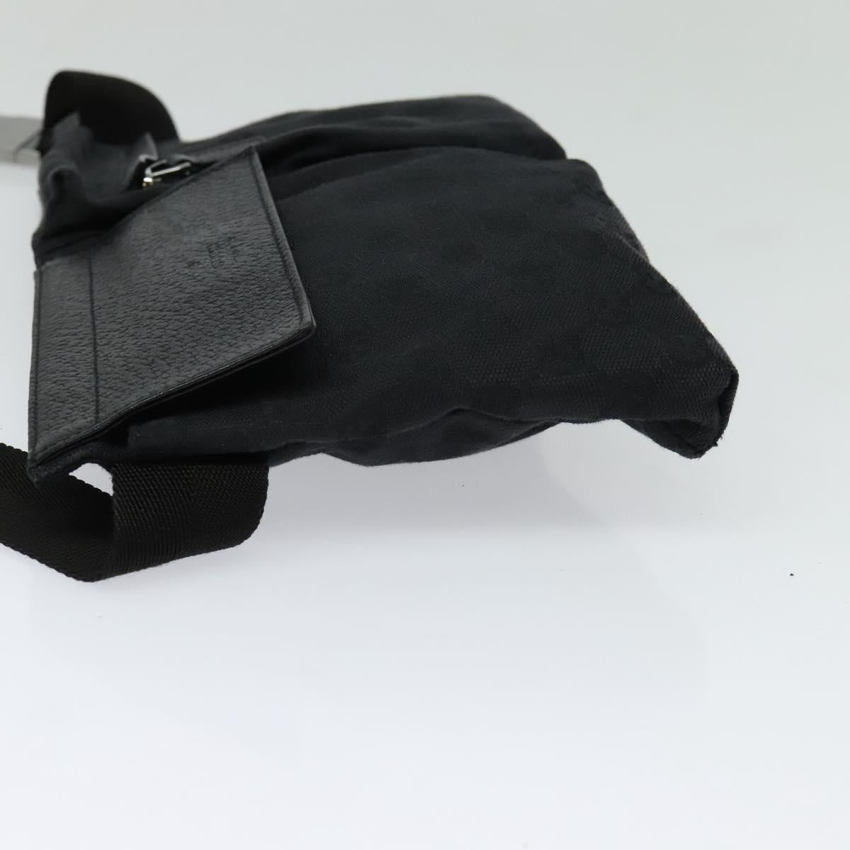 GUCCI GG Canvas Waist bag Black Silver 28566 Auth SW827
