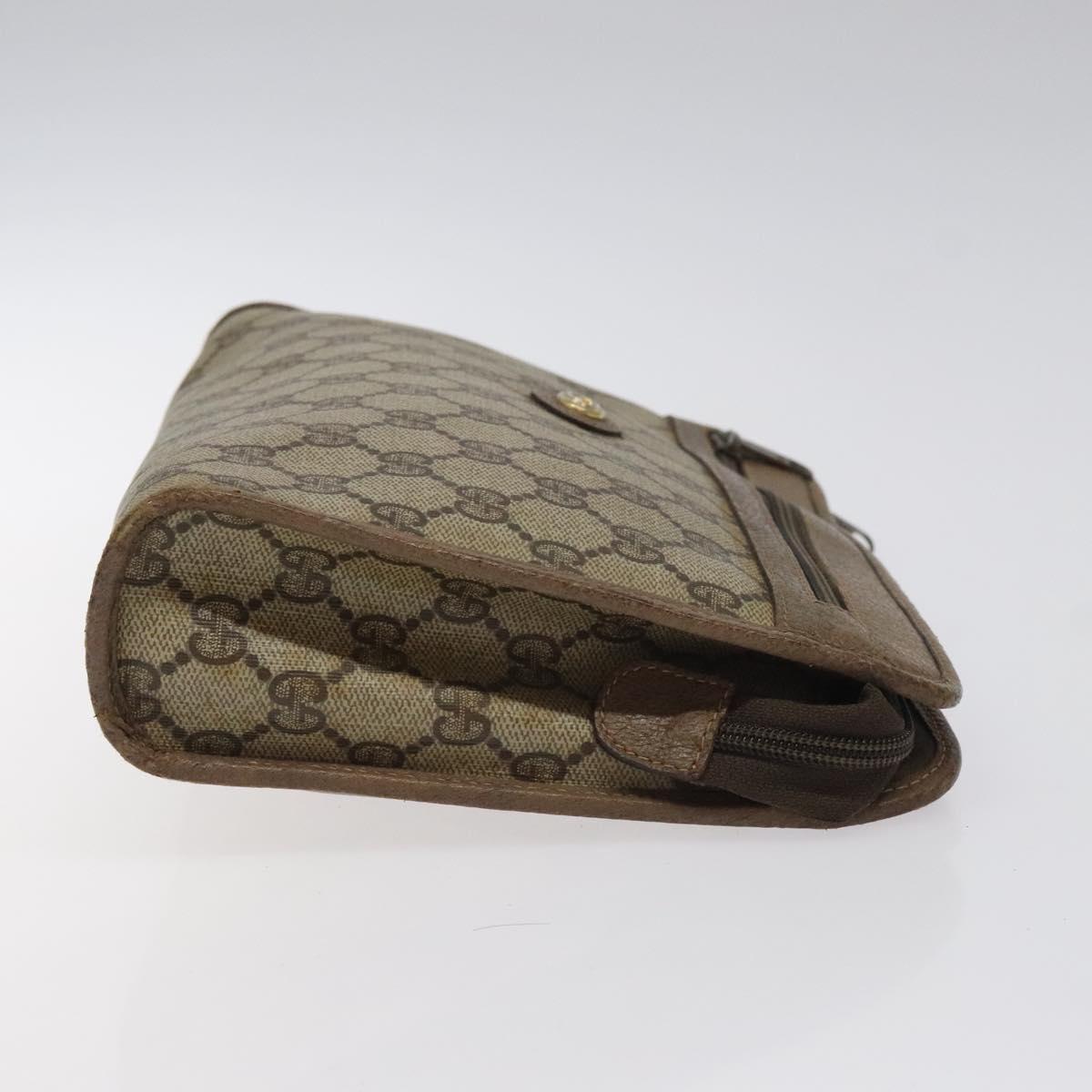 GUCCI GG Supreme Clutch Bag PVC Beige Gold 97 01 037 Auth SW828