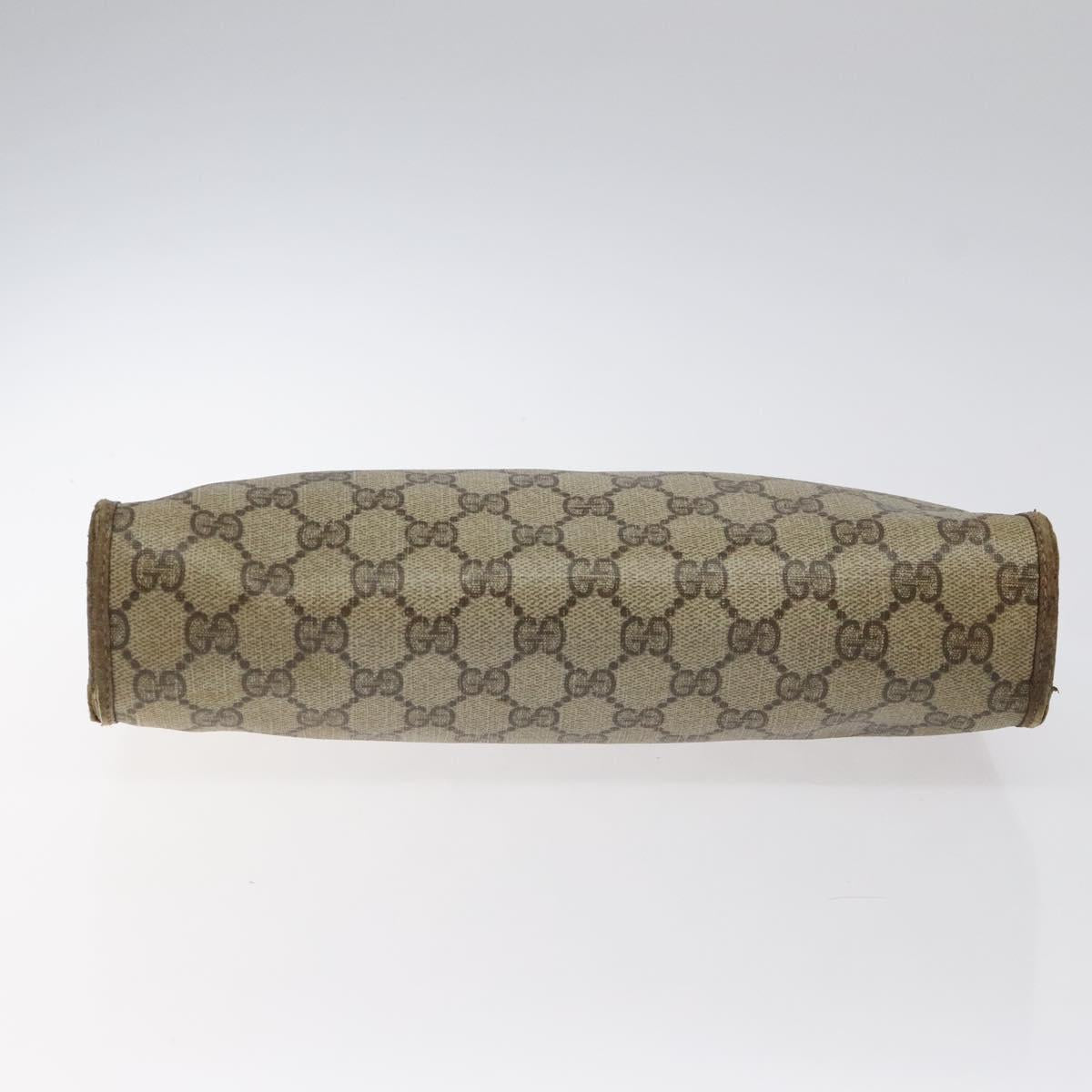 GUCCI GG Supreme Clutch Bag PVC Beige Gold 97 01 037 Auth SW828