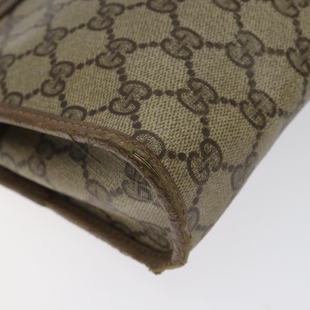 GUCCI GG Supreme Clutch Bag PVC Beige Gold 97 01 037 Auth SW828