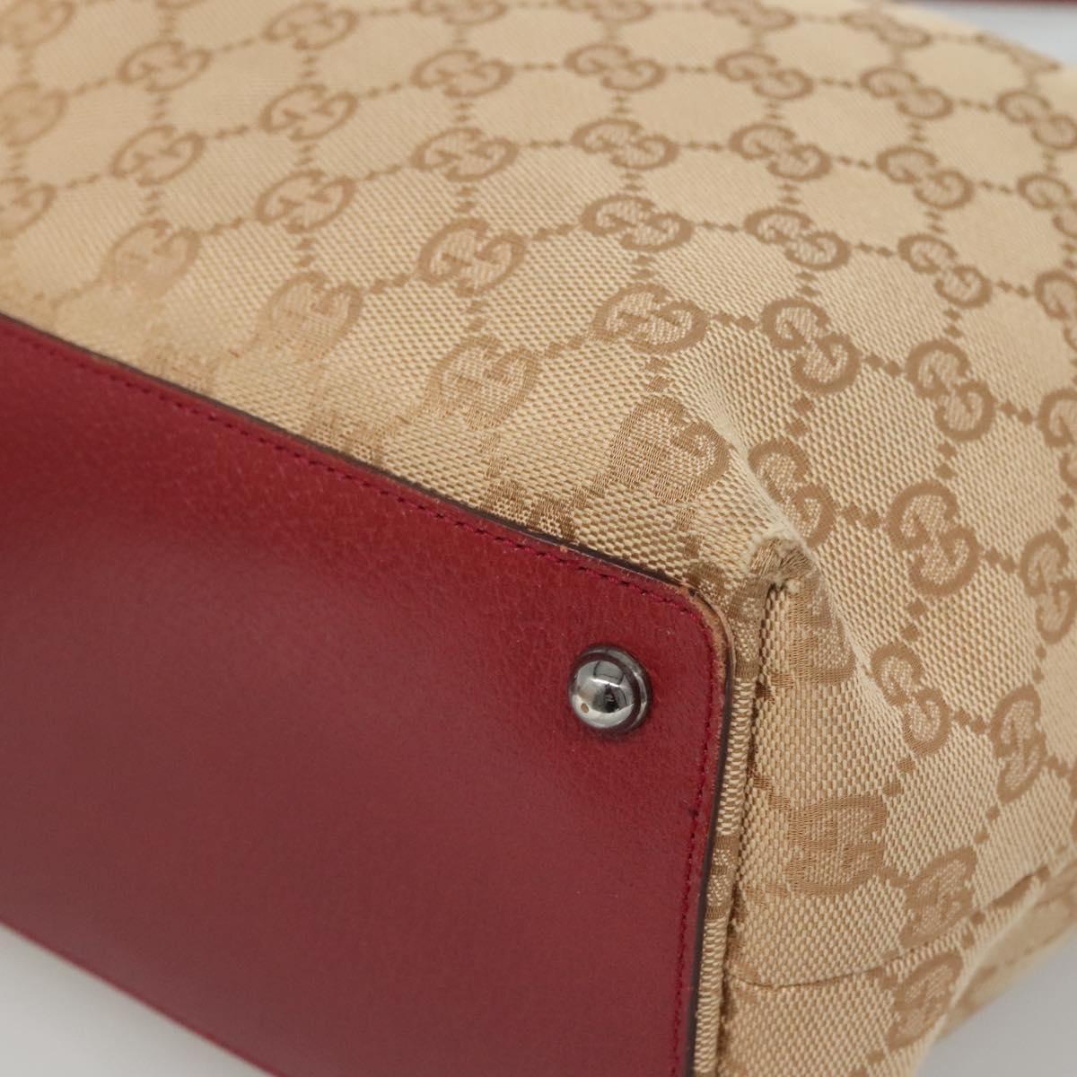 GUCCI GG Canvas Tote Bag Beige Silver 120836 Auth SW830