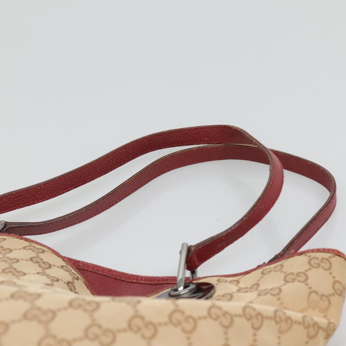 GUCCI GG Canvas Tote Bag Beige Silver 120836 Auth SW830