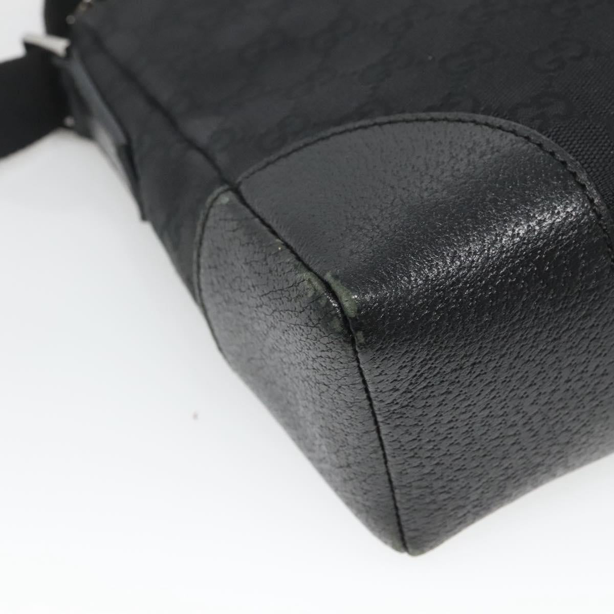 GUCCI GG Canvas Shoulder Bag Black Silver 114273 Auth SW832