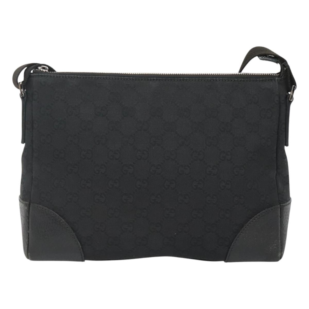 GUCCI GG Canvas Shoulder Bag Black Silver 114273 Auth SW832