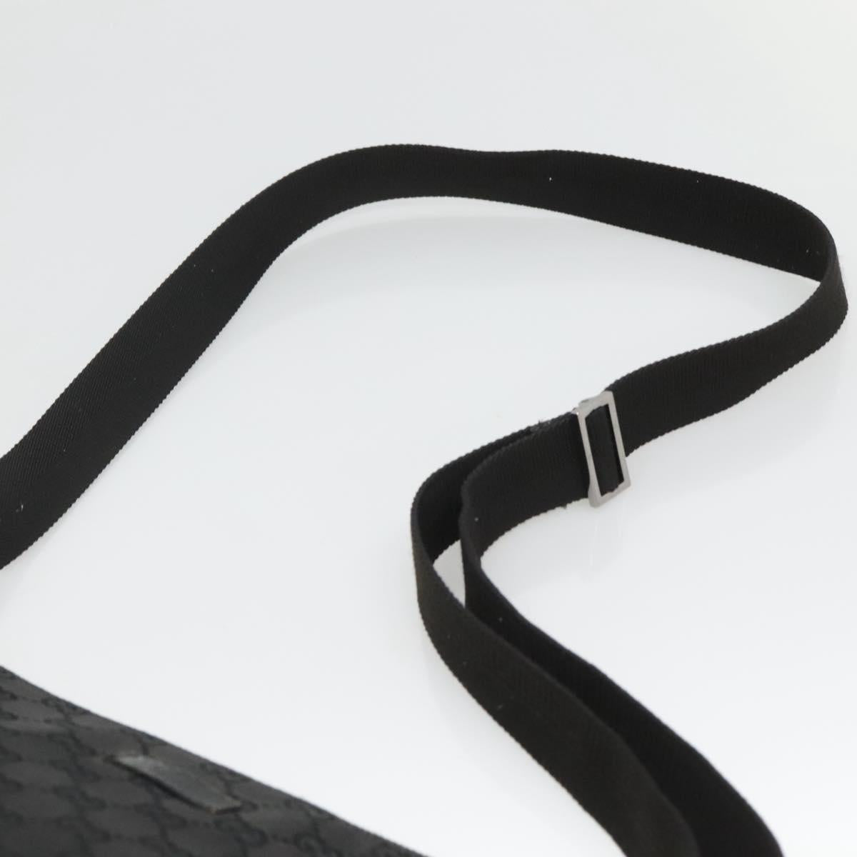 GUCCI GG Canvas Shoulder Bag Black Silver 114273 Auth SW832