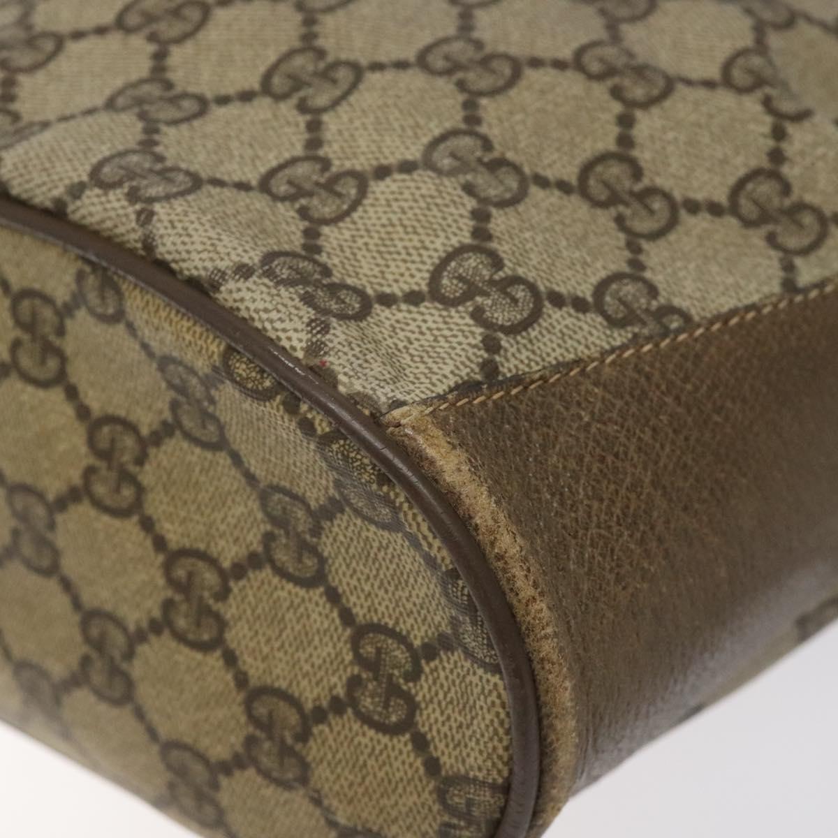GUCCI GG Supreme Web Sherry Line Bag PVC Beige Gold 41 02 034 Auth SW837
