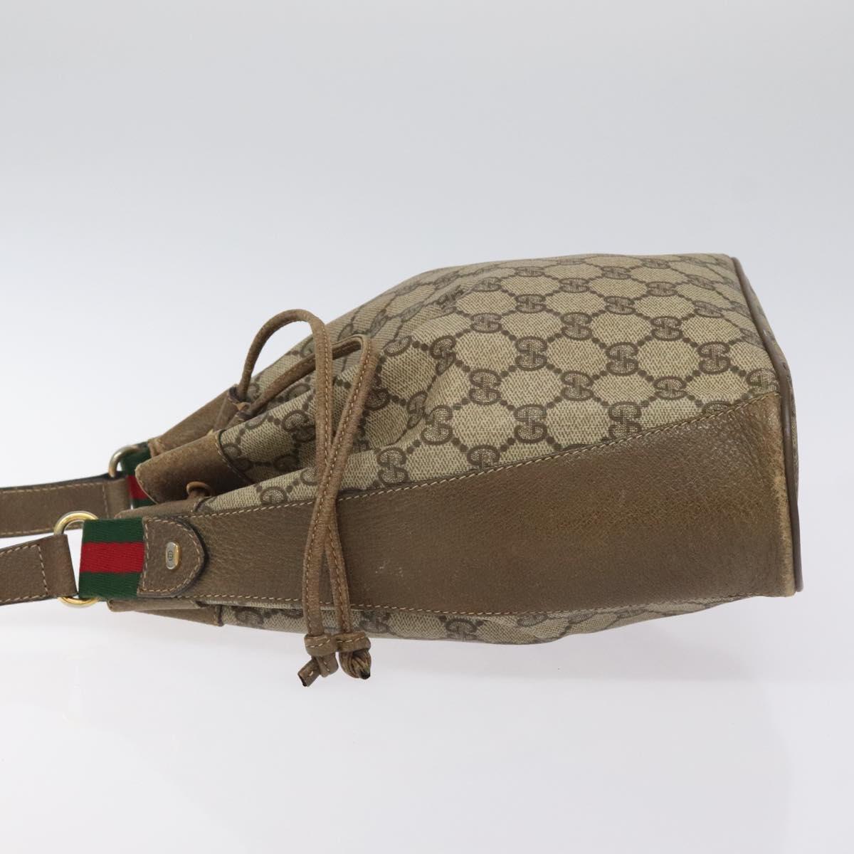 GUCCI GG Supreme Web Sherry Line Bag PVC Beige Gold 41 02 034 Auth SW837
