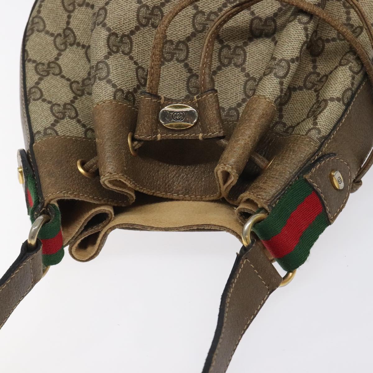 GUCCI GG Supreme Web Sherry Line Bag PVC Beige Gold 41 02 034 Auth SW837