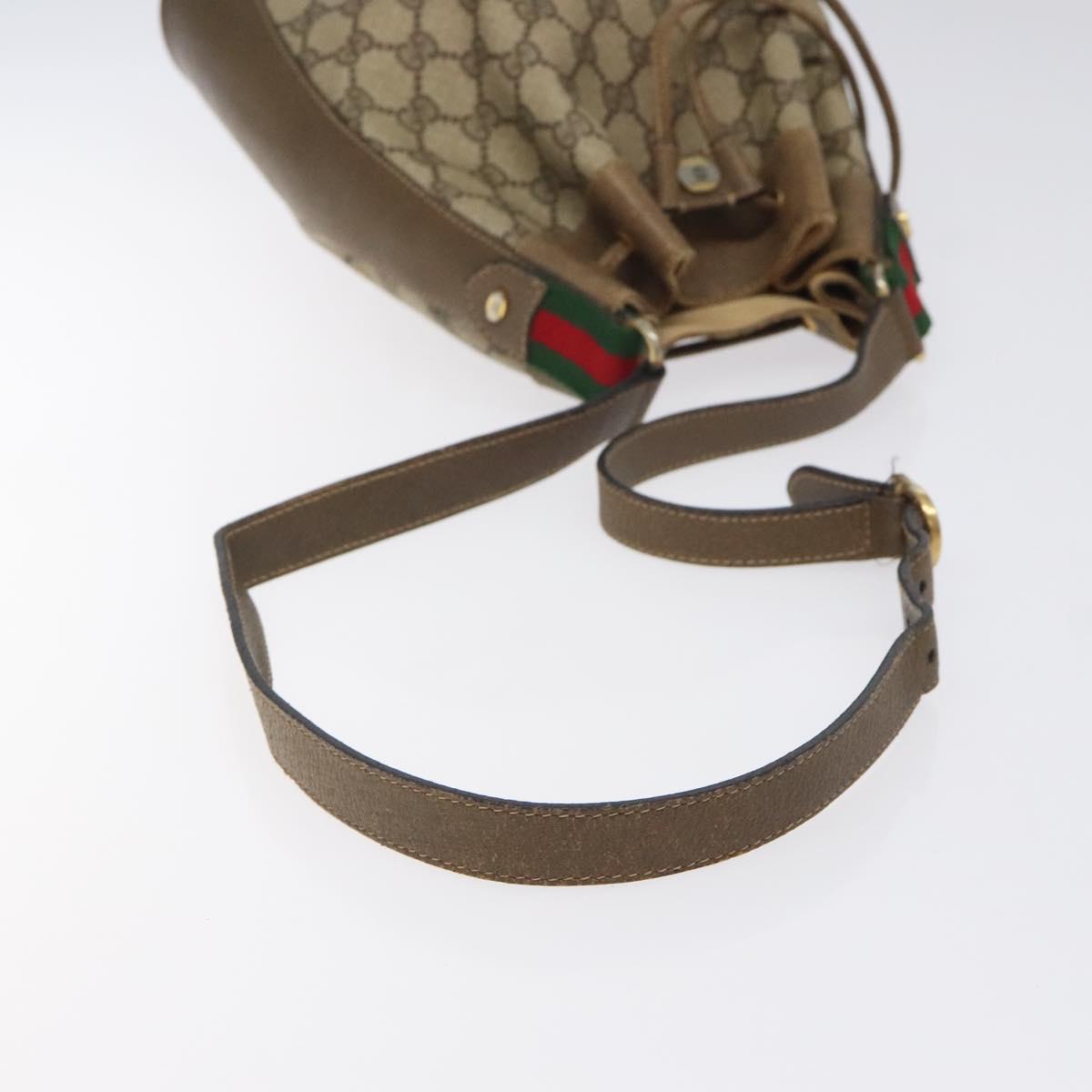 GUCCI GG Supreme Web Sherry Line Bag PVC Beige Gold 41 02 034 Auth SW837