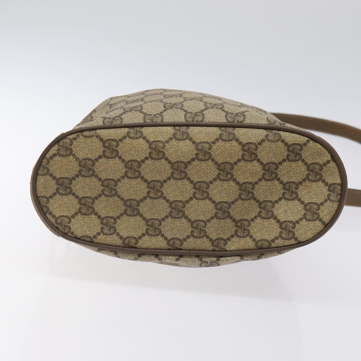 GUCCI GG Supreme Web Sherry Line Bag PVC Beige Gold 41 02 034 Auth SW837