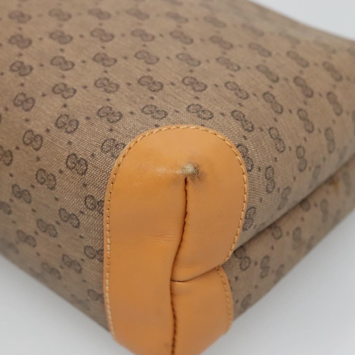 GUCCI Micro GG Supreme Clutch Bag PVC Beige Gold Auth SW838