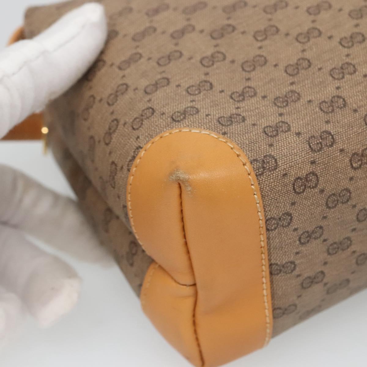 GUCCI Micro GG Supreme Clutch Bag PVC Beige Gold Auth SW838