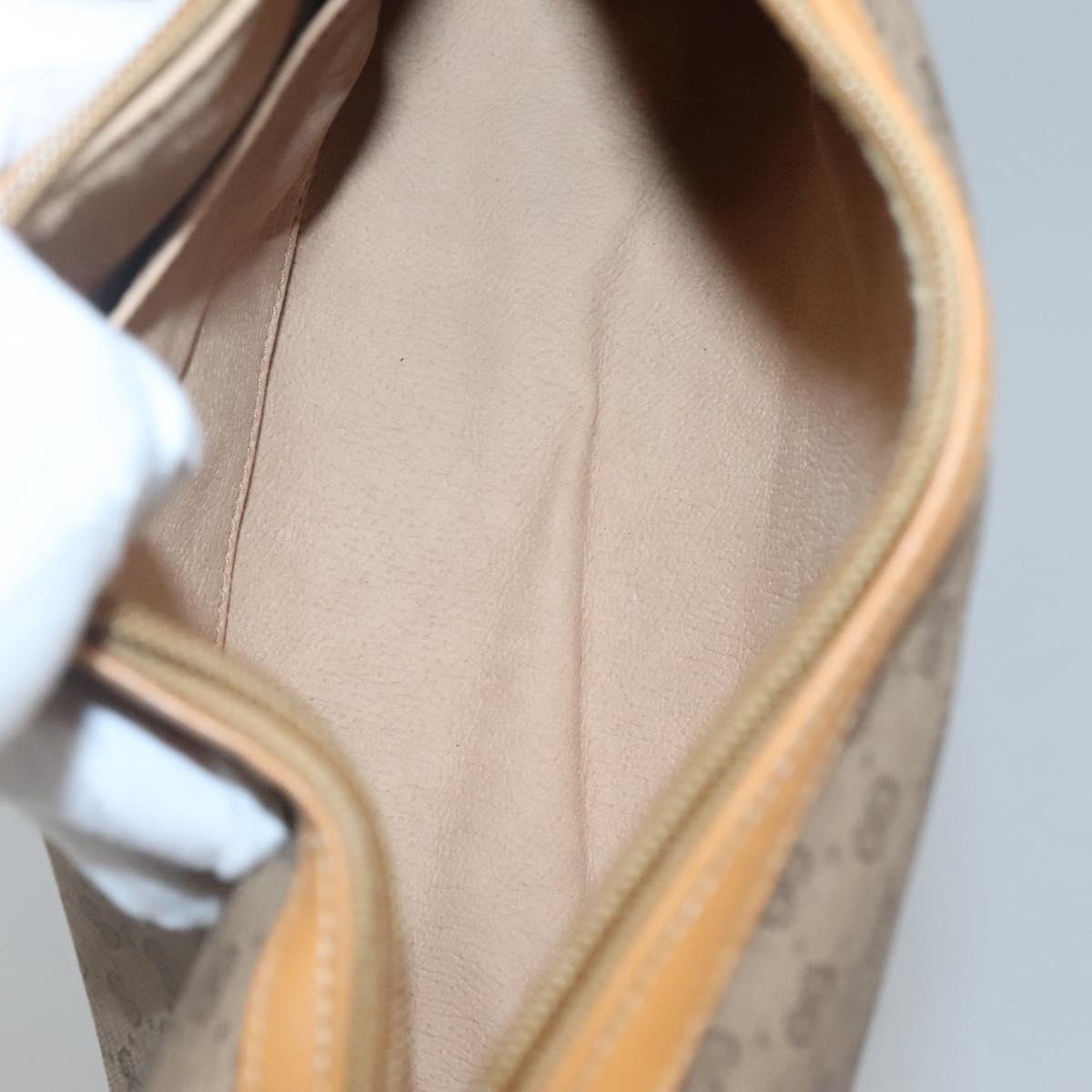 GUCCI Micro GG Supreme Clutch Bag PVC Beige Gold Auth SW838