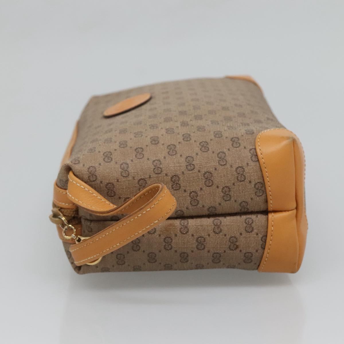 GUCCI Micro GG Supreme Clutch Bag PVC Beige Gold Auth SW838