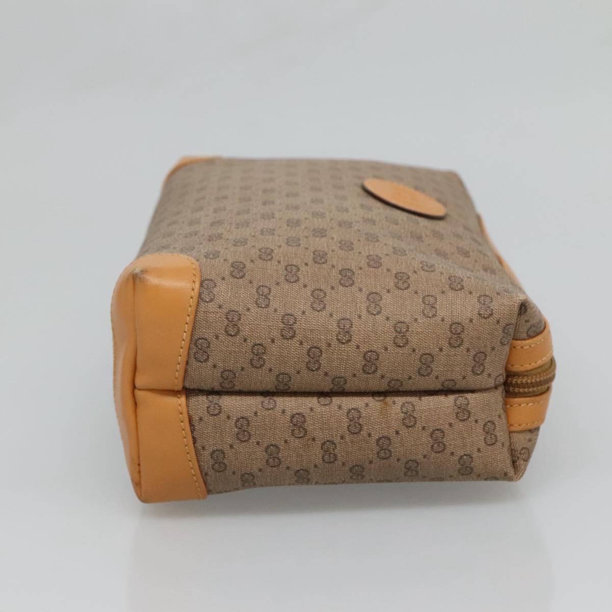 GUCCI Micro GG Supreme Clutch Bag PVC Beige Gold Auth SW838