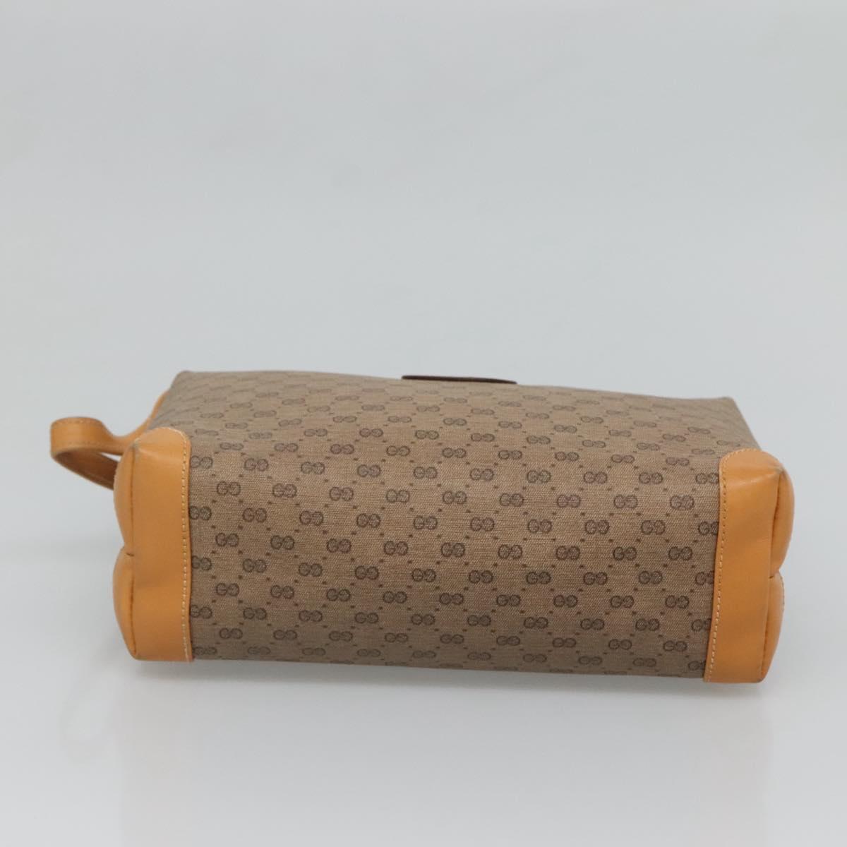GUCCI Micro GG Supreme Clutch Bag PVC Beige Gold Auth SW838