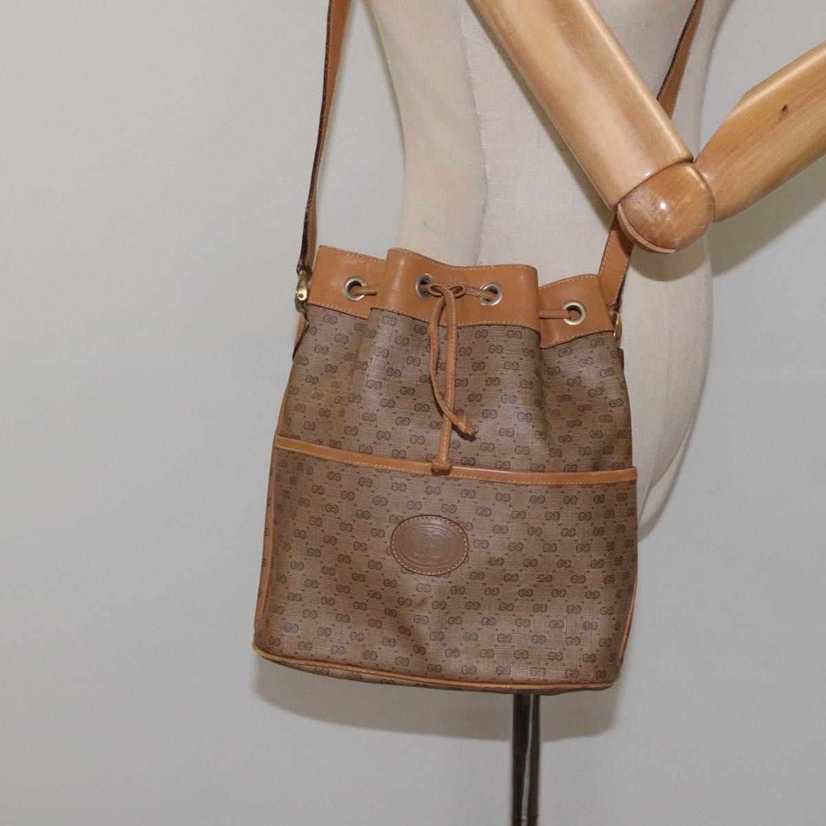 GUCCI Micro GG Supreme Shoulder Bag PVC Beige Gold 001 904 0791 Auth SW841