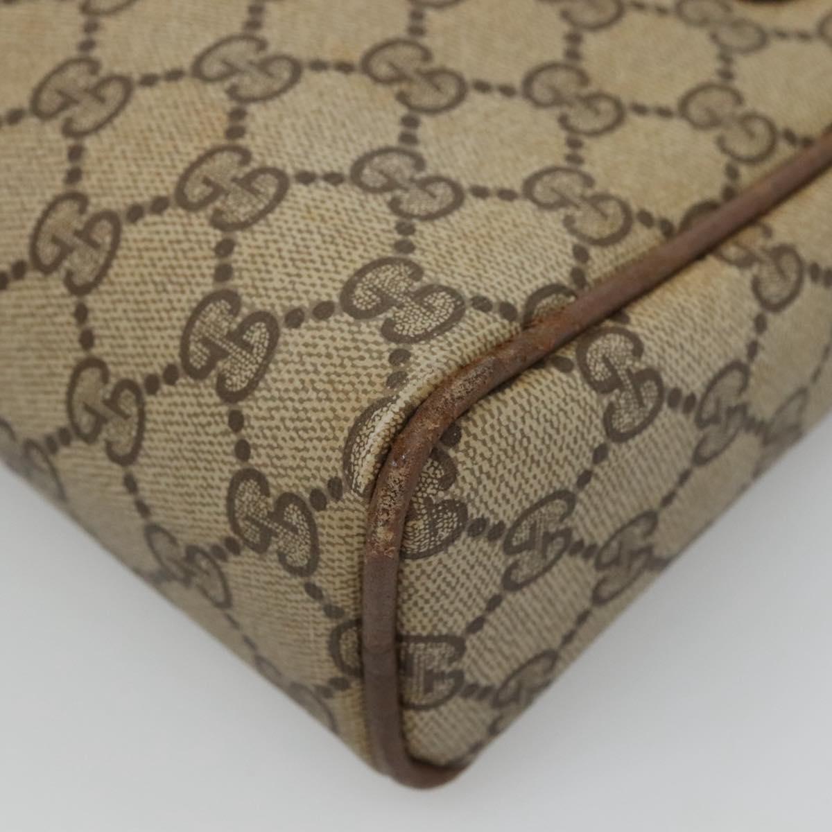 GUCCI GG Supreme Shoulder Bag PVC Beige Gold Auth SW844