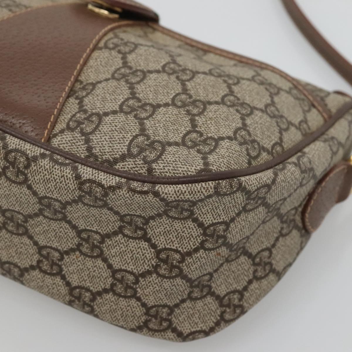 GUCCI GG Supreme Web Sherry Line Bag PVC Beige Gold 001 754 6177 Auth SW845