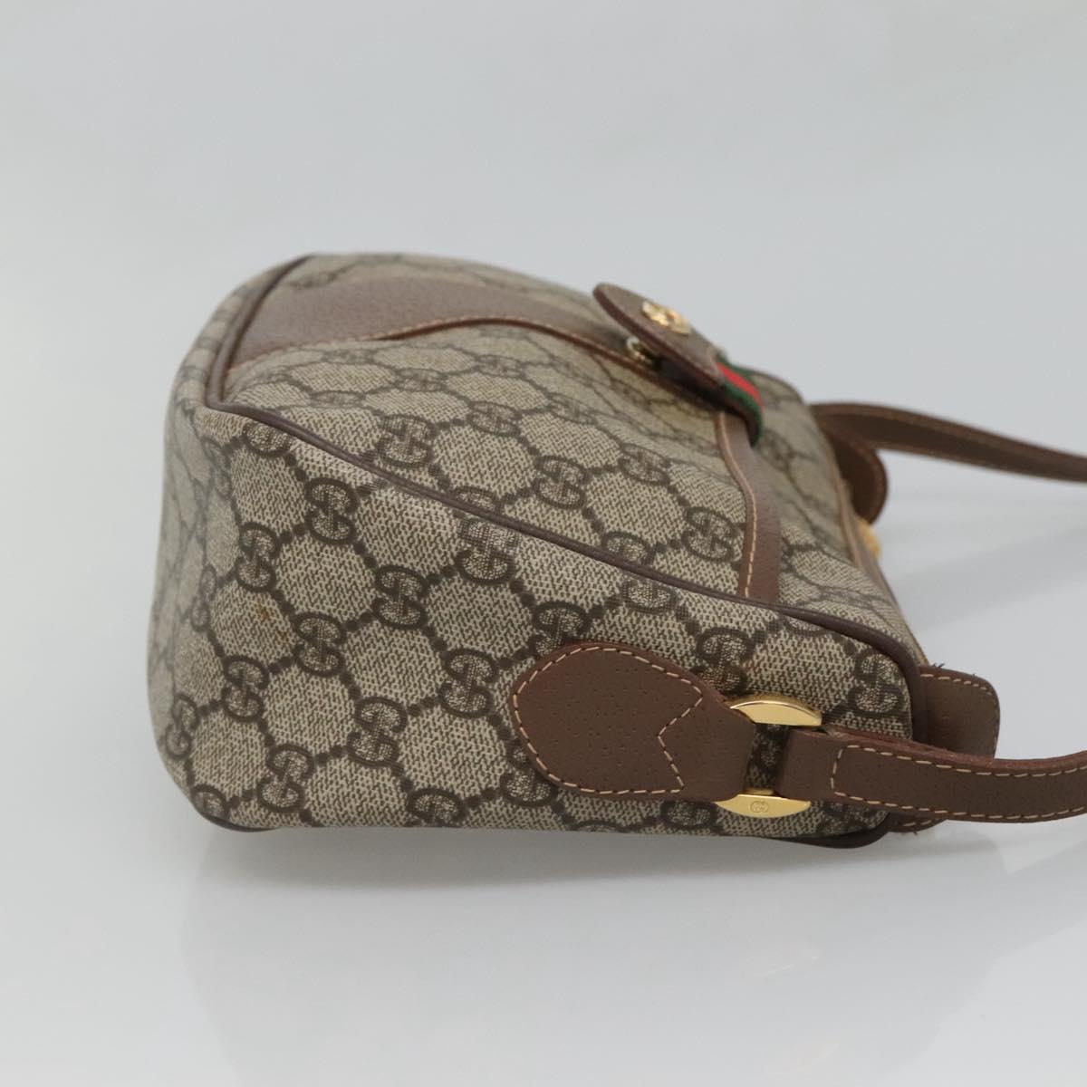 GUCCI GG Supreme Web Sherry Line Bag PVC Beige Gold 001 754 6177 Auth SW845