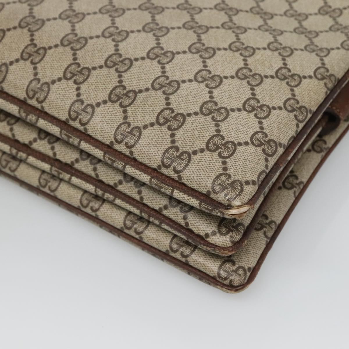 GUCCI GG Supreme Web Sherry Line Shoulder Bag PVC Beige Gold Auth SW849