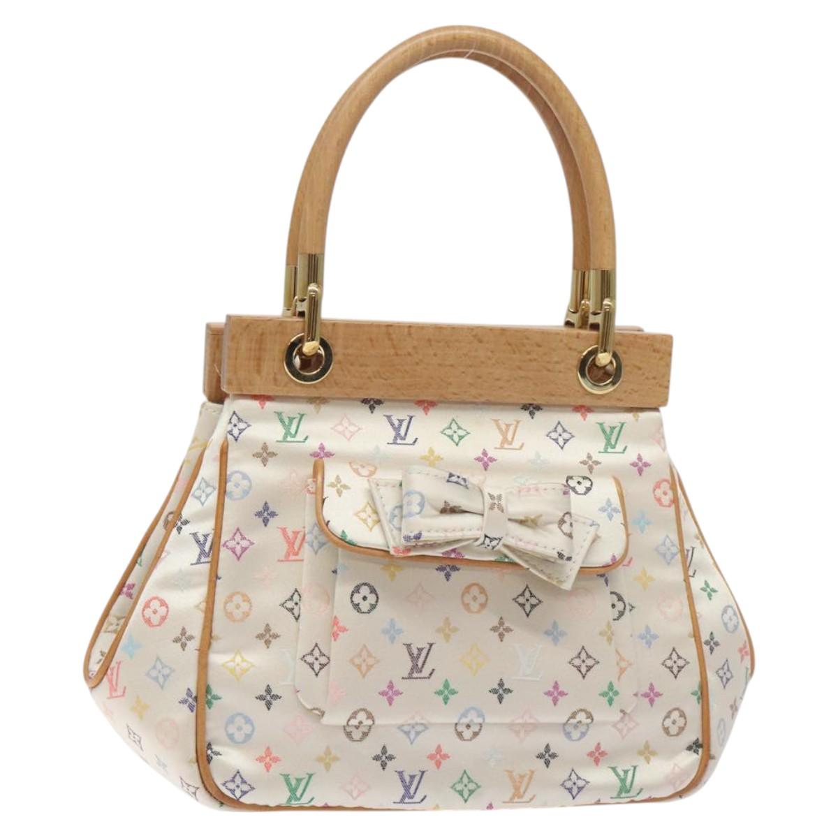 LOUIS VUITTON Monogram Multicolor Abelia Bag Satin White M92936 LV Auth sw895SAV
