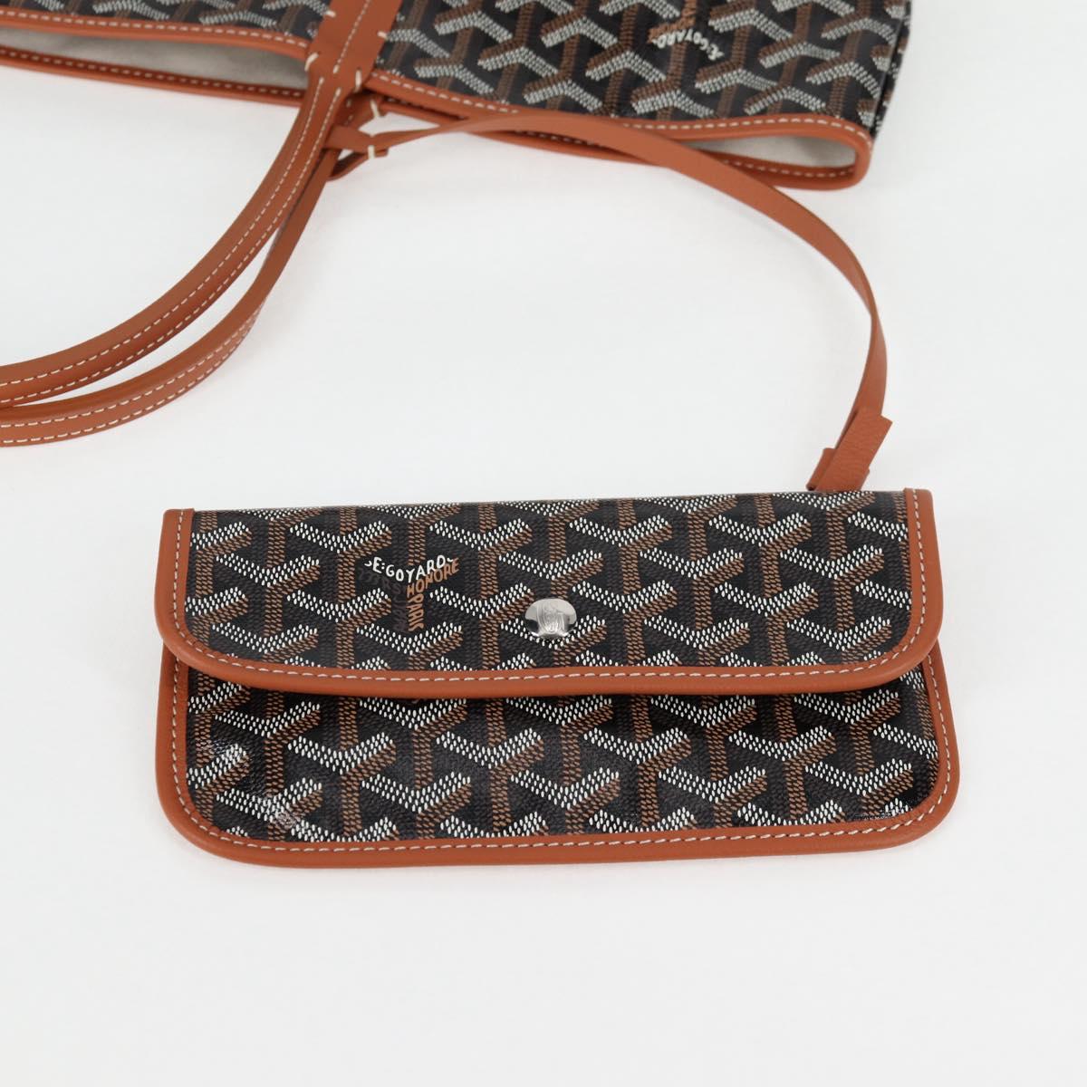GOYARD Herringbone Saint Louis GM Tote Bag PVC Black Auth sw899SM