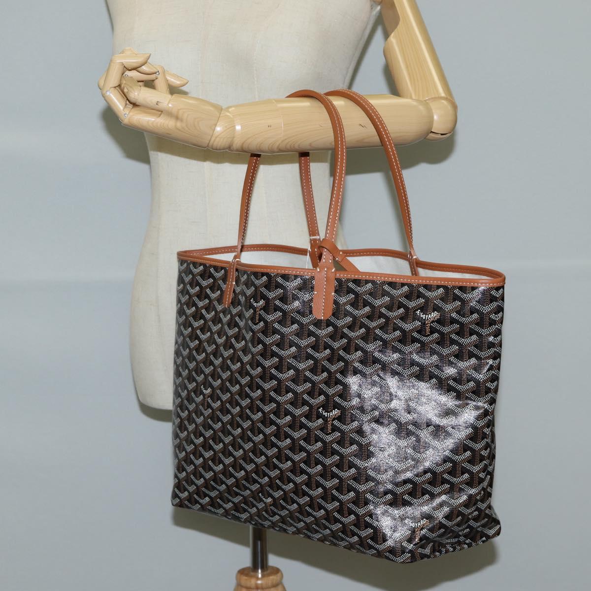 GOYARD Herringbone Saint Louis GM Tote Bag PVC Black Auth sw899SM