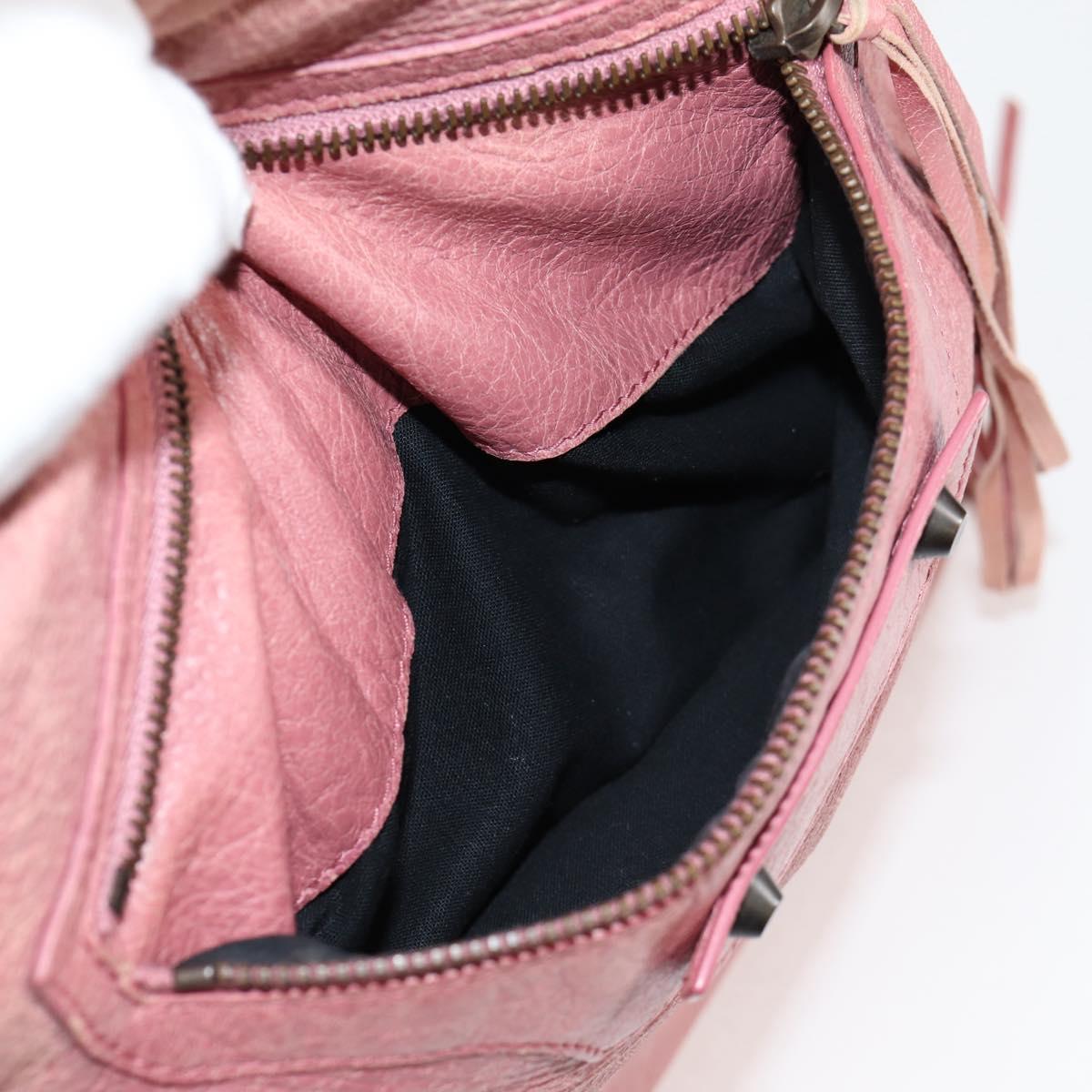 BALENCIAGA The Day Shoulder Bag Leather Pink 292954 Auth sw901V