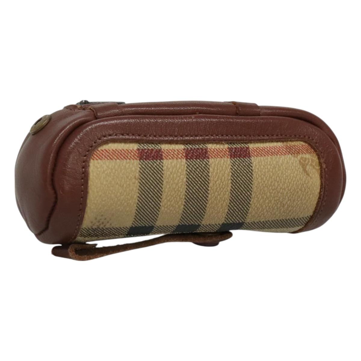 Burberrys Nova Check Golf Ball Case PVC set Beige Auth SW938