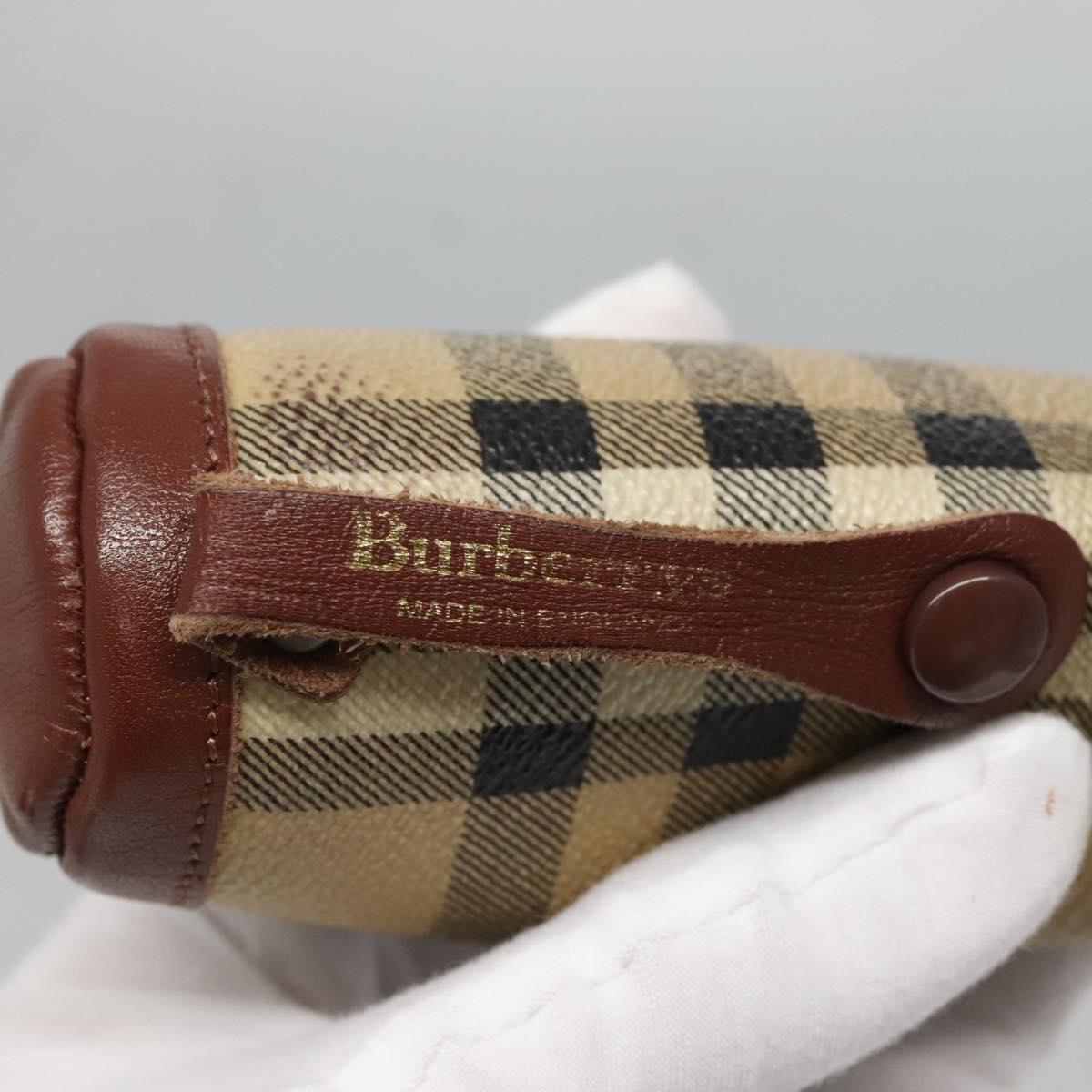 Burberrys Nova Check Golf Ball Case PVC set Beige Auth SW938