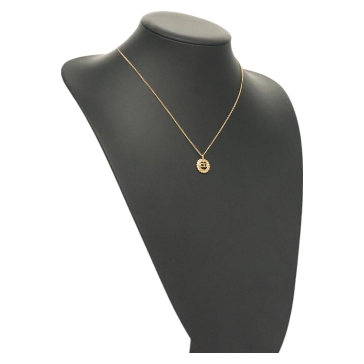 Christian Dior Necklace metal Gold Auth SW953