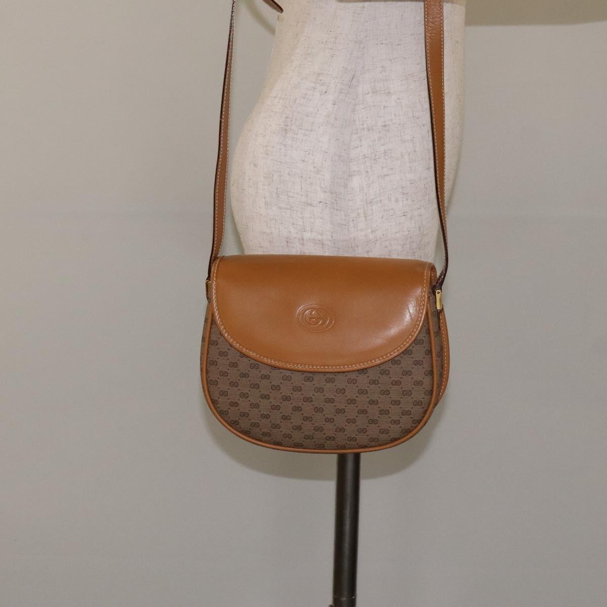 GUCCI Micro GG Supreme Shoulder Bag PVC Beige Gold 007 58 0074 Auth SW968