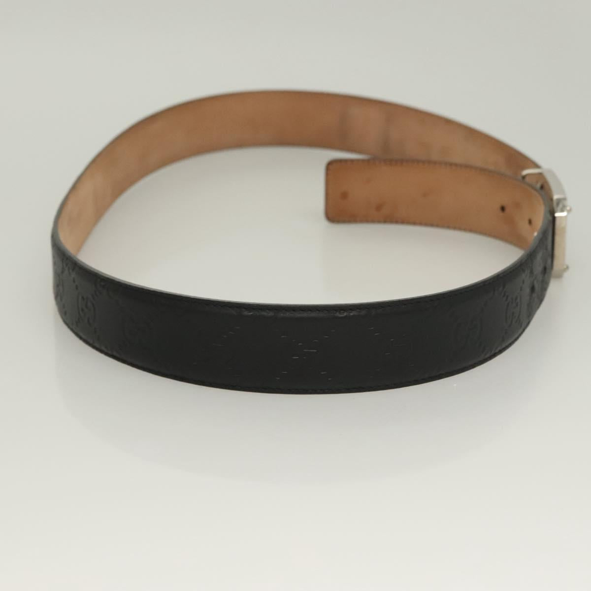 GUCCI GG Canvas Guccissima Belt Leather 40.9"" Black Auth SW970