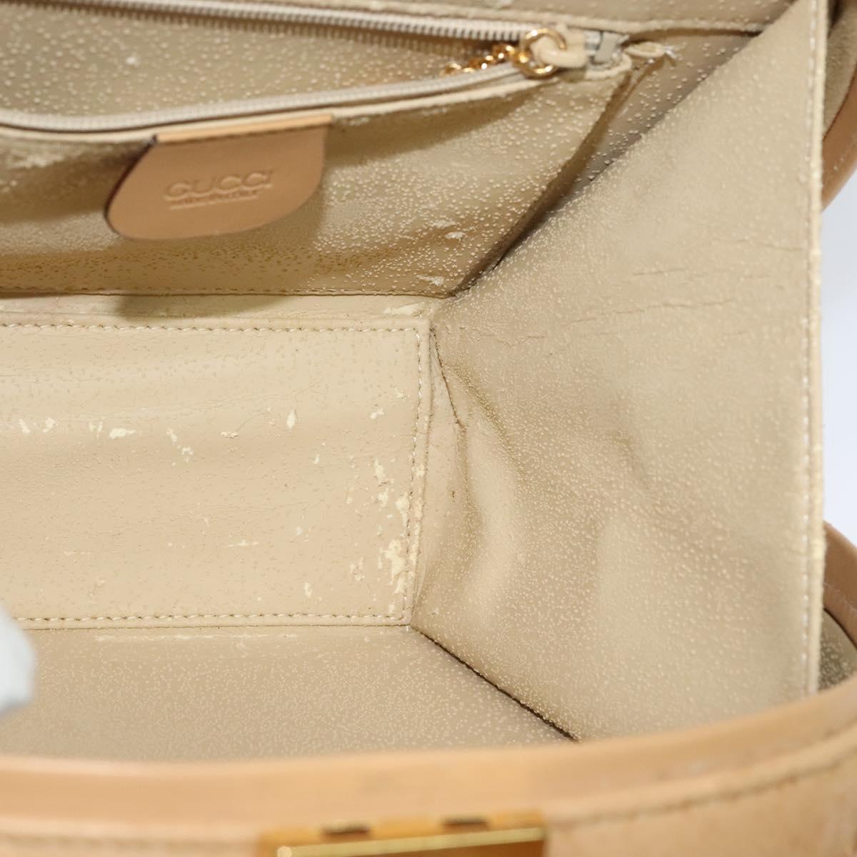 GUCCI Hand Bag Leather 2way Beige Gold 000 781 0235 Auth SW973
