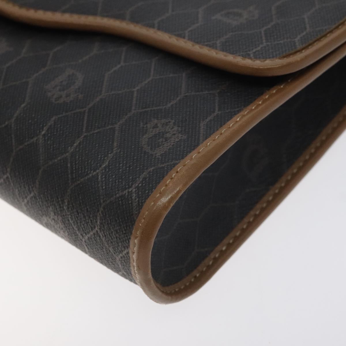 Christian Dior Honeycomb Canvas Shoulder Bag PVC Black Gold Auth SW976