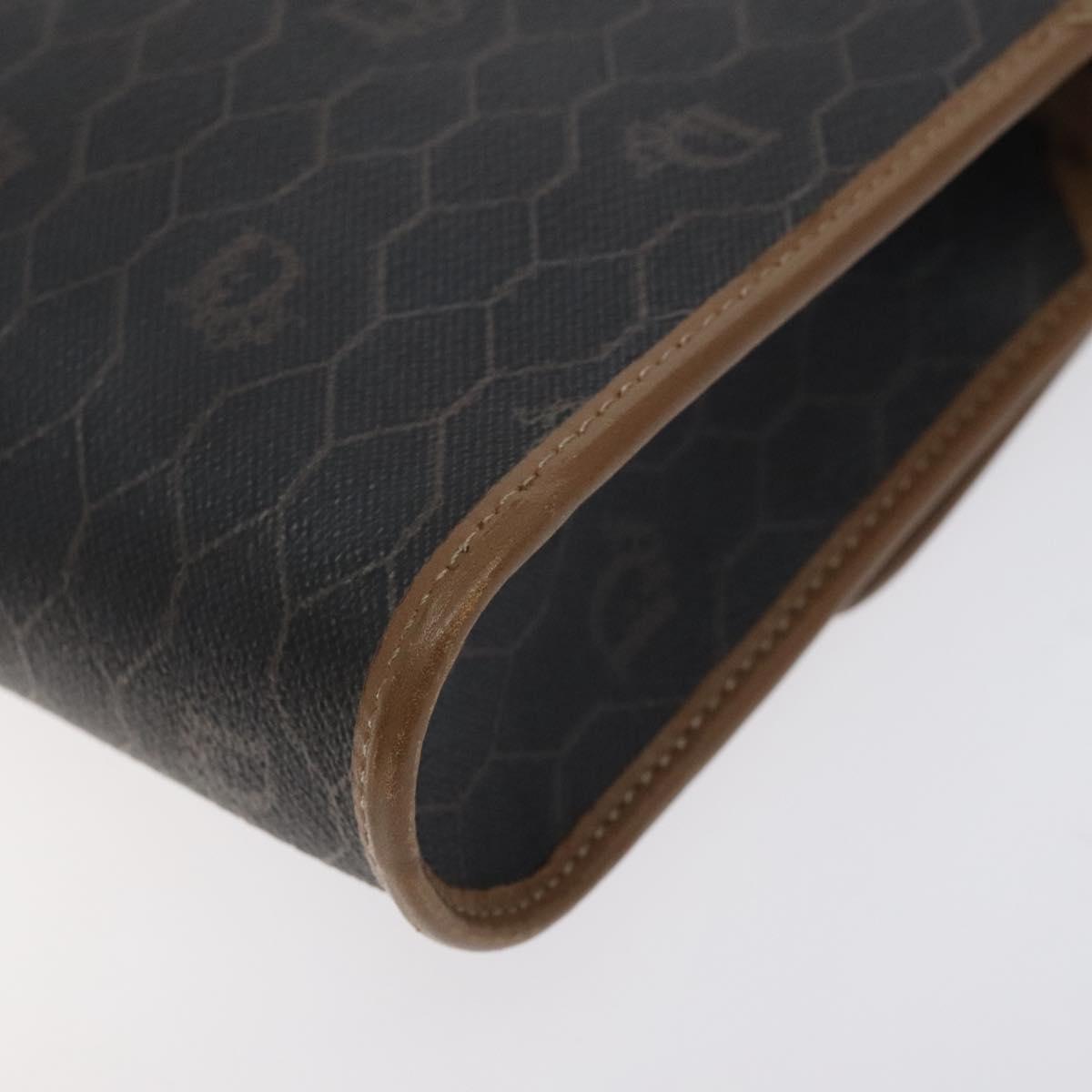 Christian Dior Honeycomb Canvas Shoulder Bag PVC Black Gold Auth SW976