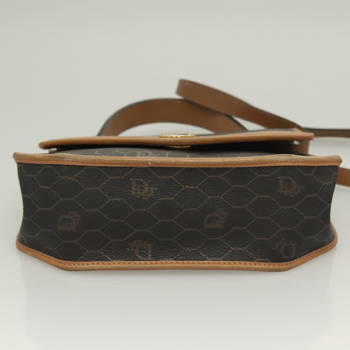 Christian Dior Honeycomb Canvas Hand Bag PVC 2way Black Gold Auth SW977