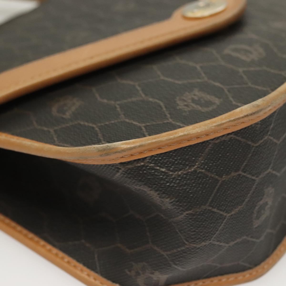 Christian Dior Honeycomb Canvas Hand Bag PVC 2way Black Gold Auth SW977