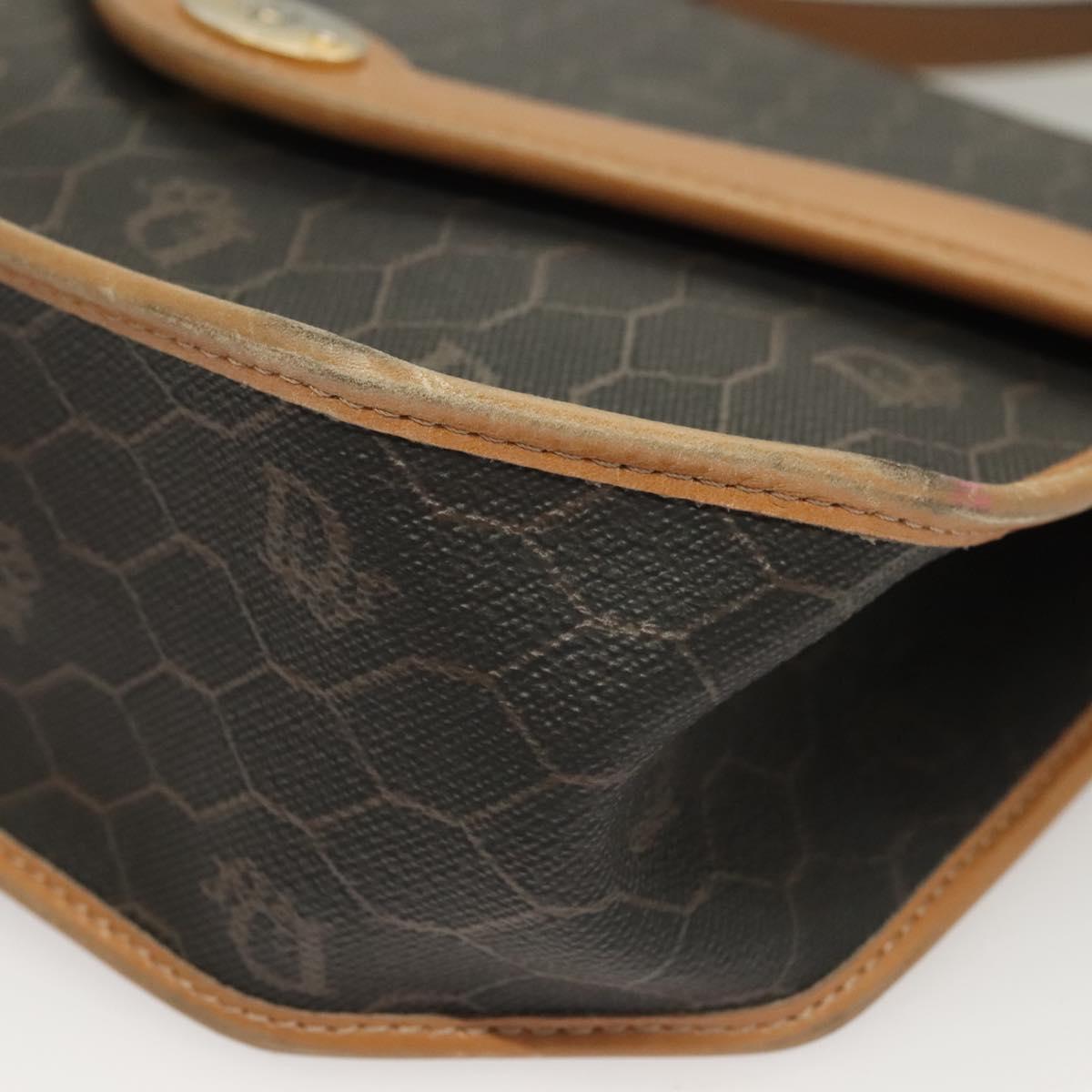 Christian Dior Honeycomb Canvas Hand Bag PVC 2way Black Gold Auth SW977