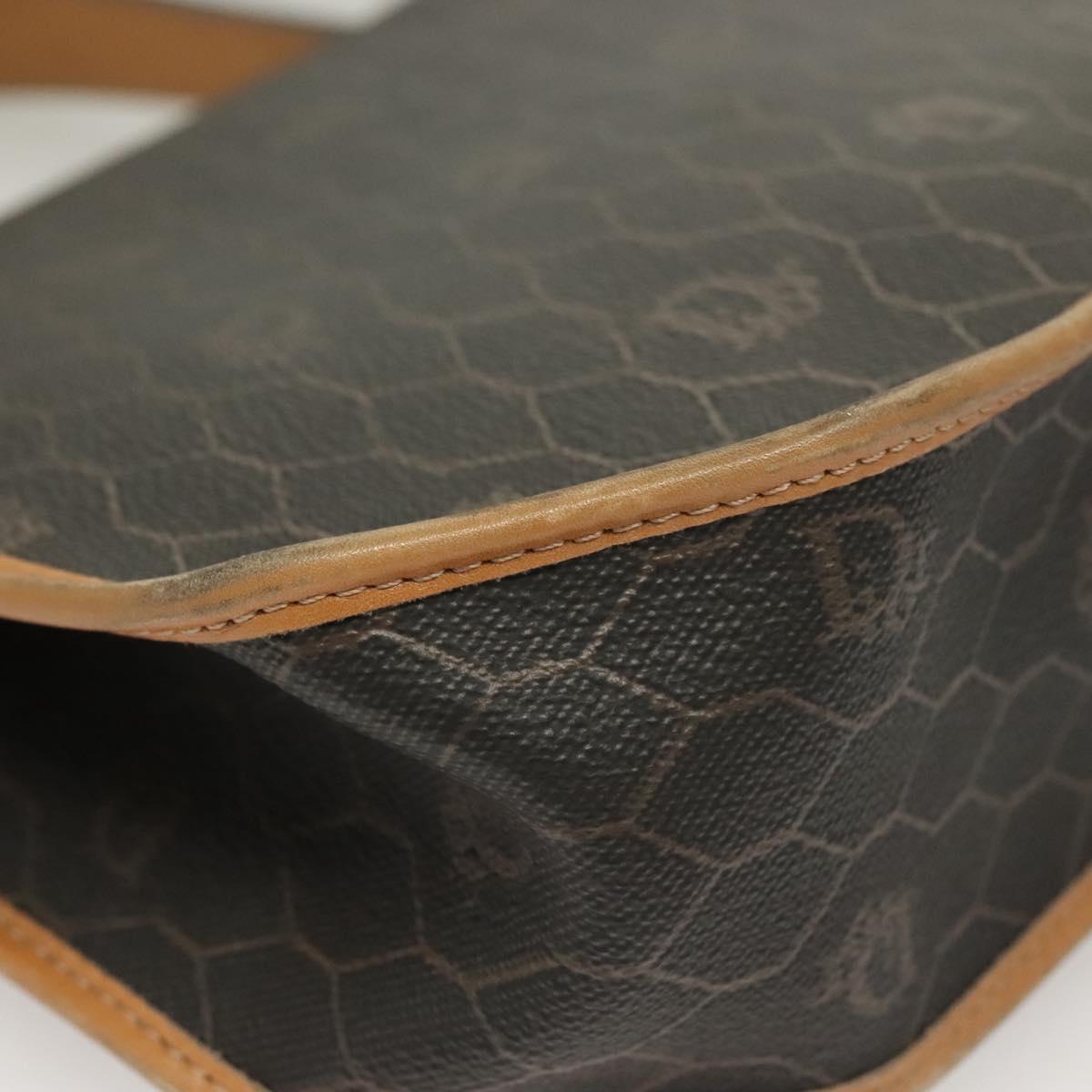 Christian Dior Honeycomb Canvas Hand Bag PVC 2way Black Gold Auth SW977