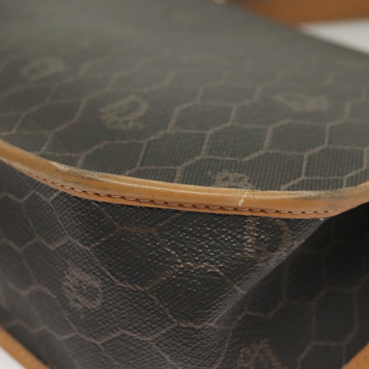 Christian Dior Honeycomb Canvas Hand Bag PVC 2way Black Gold Auth SW977