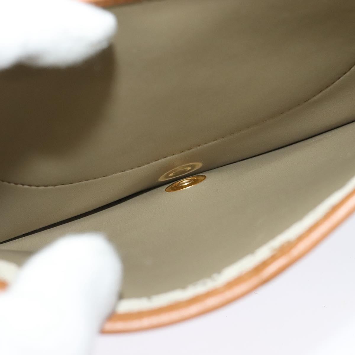 Christian Dior Honeycomb Canvas Shoulder Bag PVC Beige Gold Auth SW979