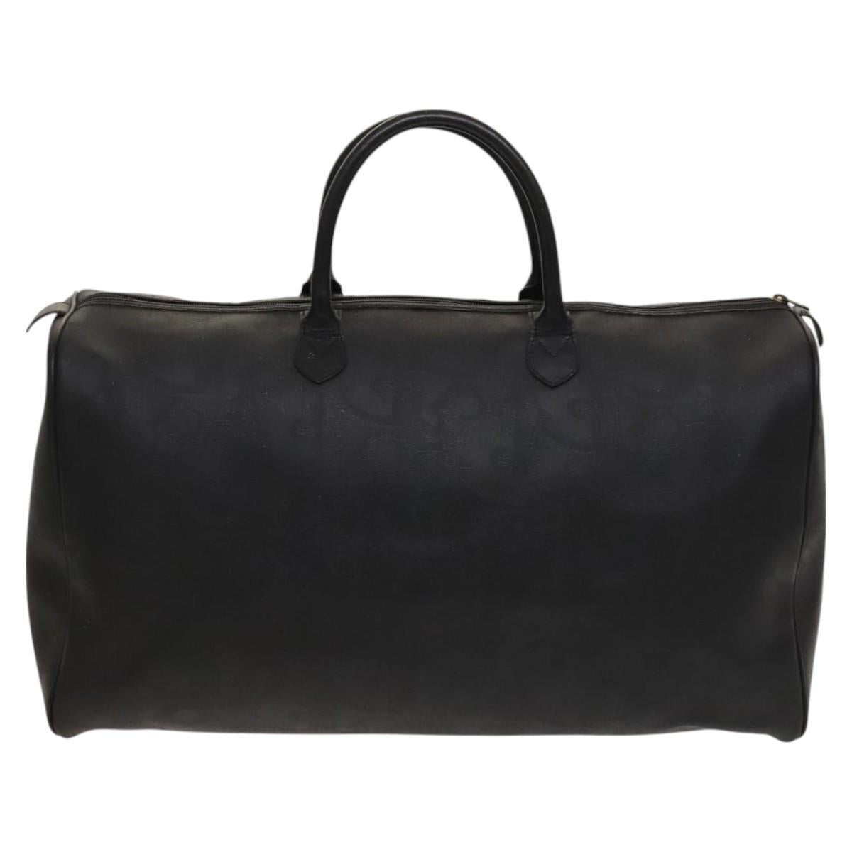 Christian Dior Trotter Canvas Boston Bag Black Gold Auth SW984
